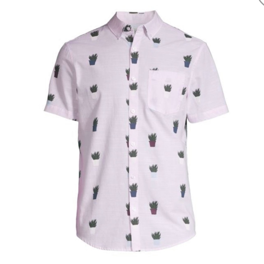 Men’s Penguin Button Up (Plant Print) - Size Medium